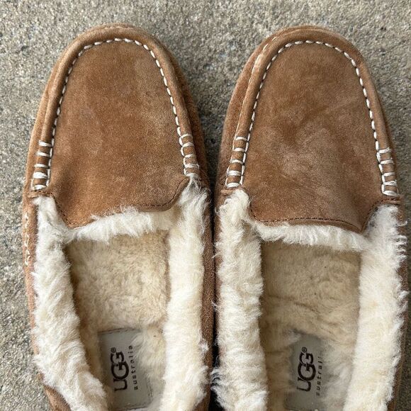 Ugg Ansley Chestnut Brown Suede Moccasin Slippers Women’s Sz 8 - Picture 9 of 11